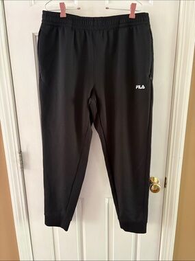 Fila Black Jogger Pants with White Logo Accent